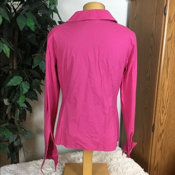 Ravel Large brighter pink cut out neckline long sleeve button down - Picture 3 of 14